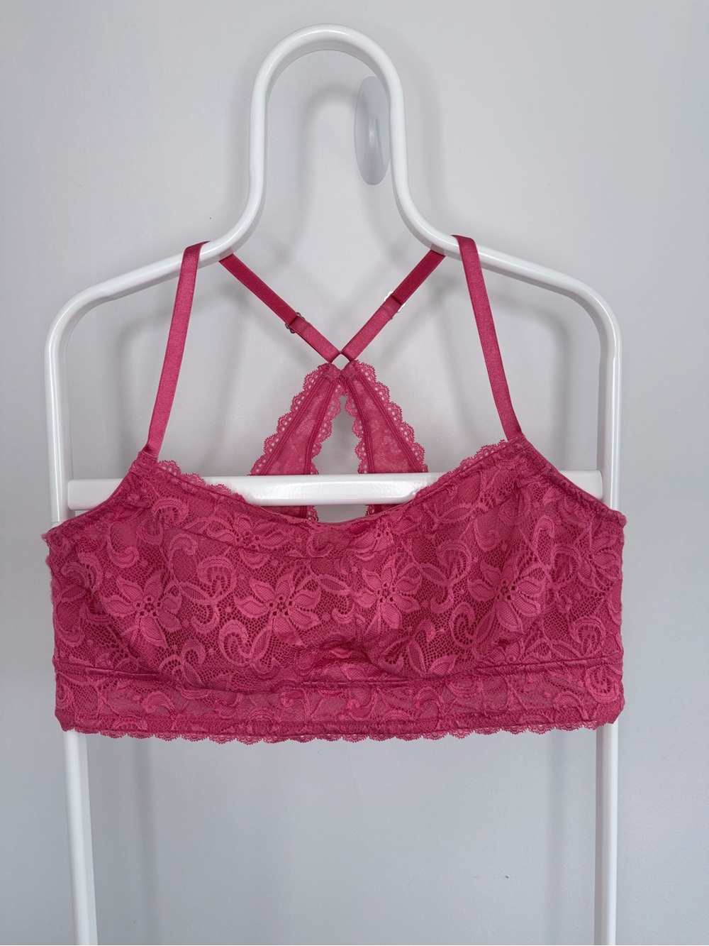 Adore Me Pink Lace Racerback Bralette Size 2X Floral Wireless Bra